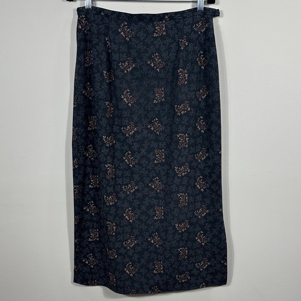 Karen Scott Vintage Floral Autumn Cottagecore Side Slit Midi Skirt Women Size 14